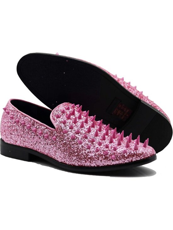 Enzo Romeo Men\'s Pink Rubber Sole Vintage Loafers Slip On Classic Tuxedo Shoes main image 6